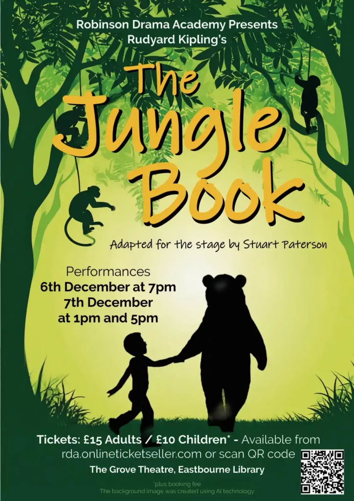 Poster for 'The Jungle Book', a show by Robinson Academy of Drama, at The Grove Theatre on 6th and 7th December 2025