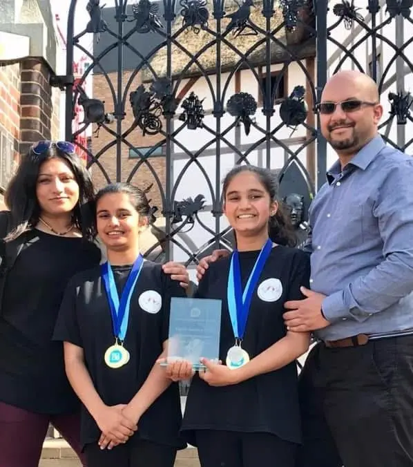 ESU 6 Our winning students with their parents at the ESU Shakespeare competition, Shakespeares Globe Theatre in London